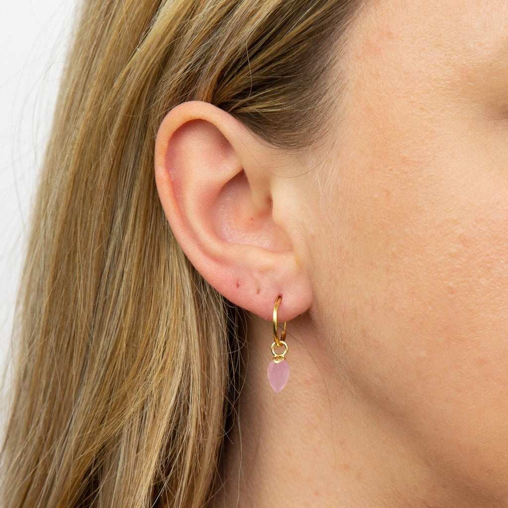 Gecko Jewellery Chalcedony Birthstone Hoop Earring Charms - Gold Plated