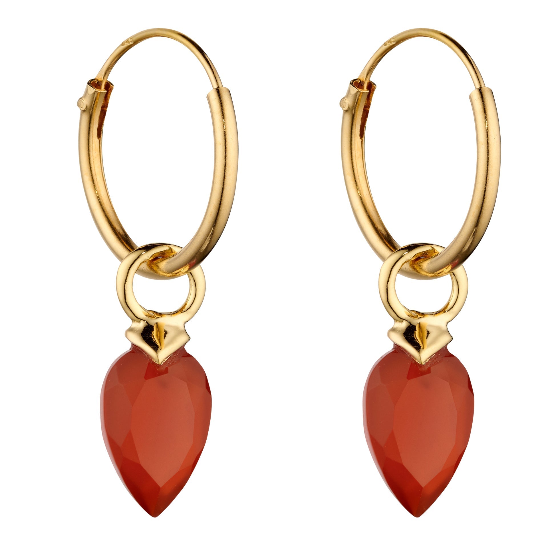 Gecko Jewellery Chalcedony Birthstone Hoop Earring Charms - Gold Plated