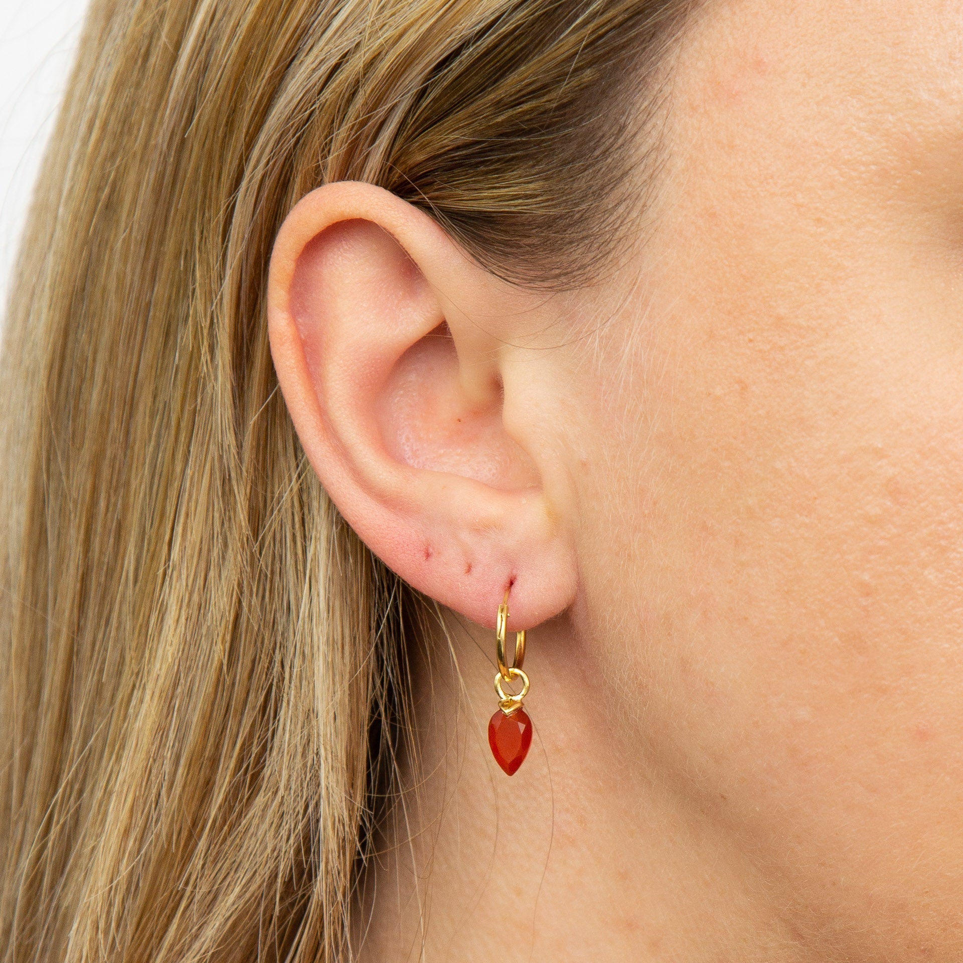 Gecko Jewellery Chalcedony Birthstone Hoop Earring Charms - Gold Plated