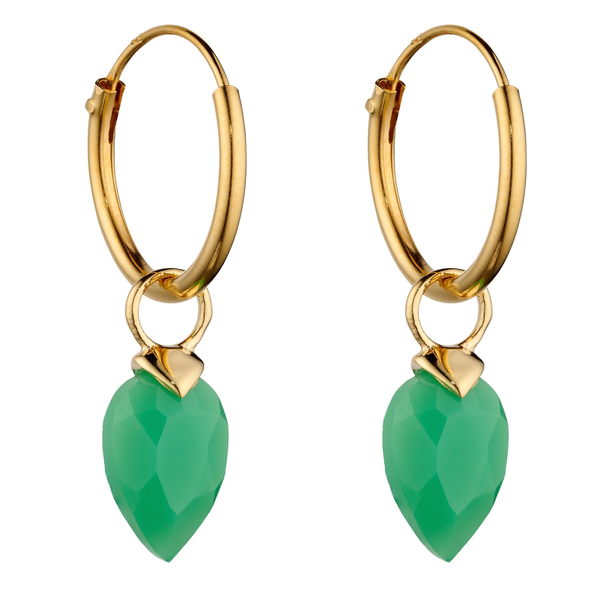 Gecko Jewellery Chalcedony Birthstone Hoop Earring Charms - Gold Plated