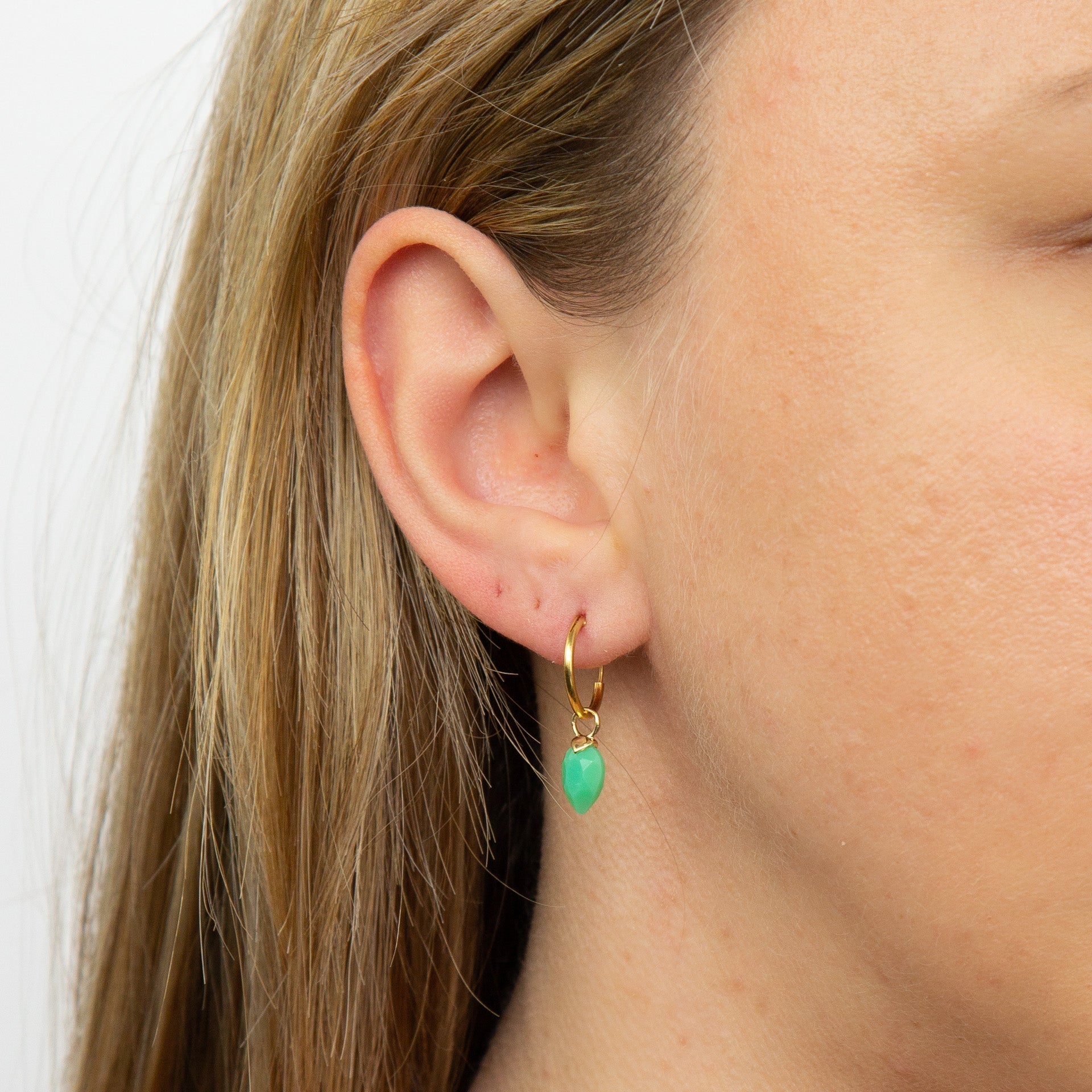 Gecko Jewellery Chalcedony Birthstone Hoop Earring Charms - Gold Plated