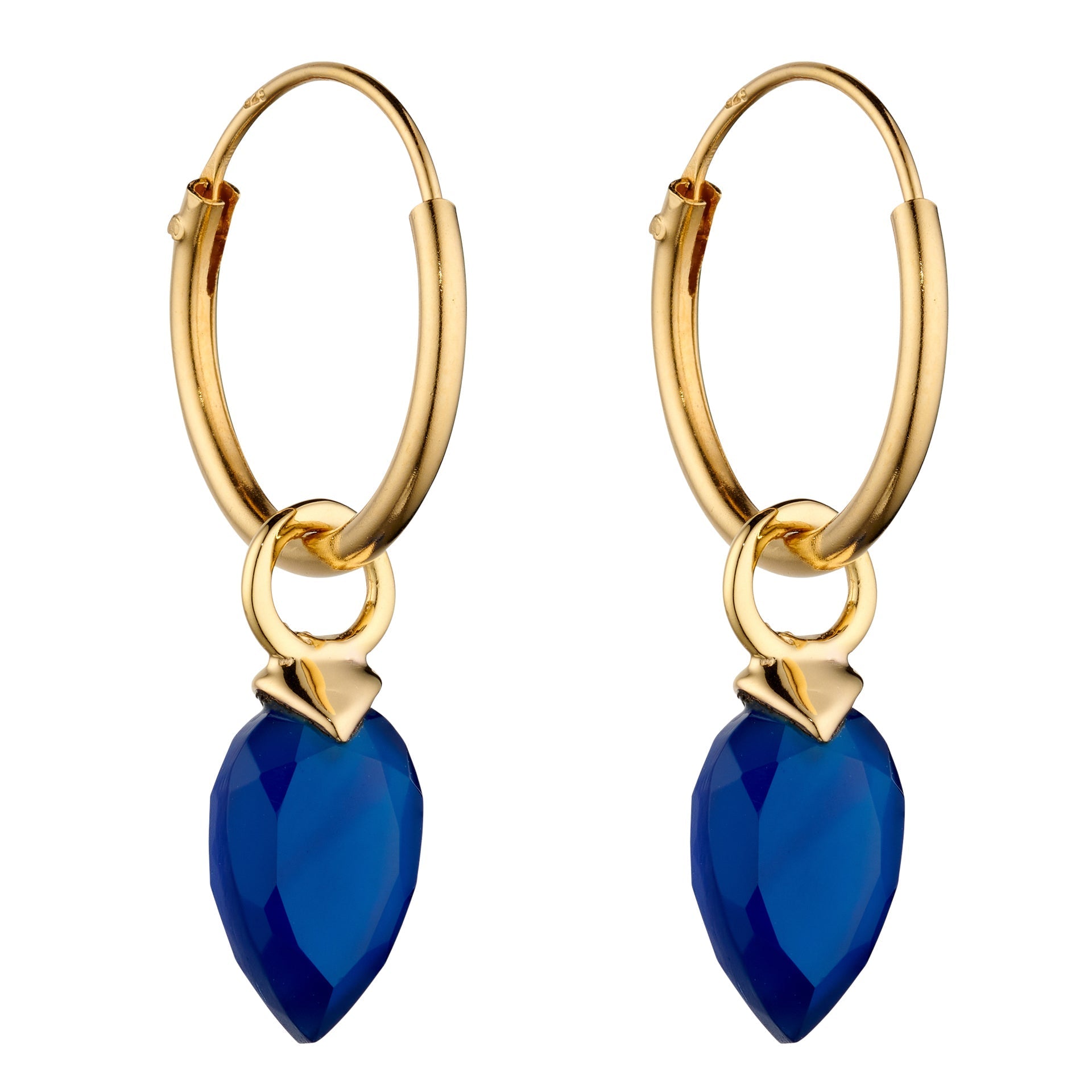 Gecko Jewellery Chalcedony Birthstone Hoop Earring Charms - Gold Plated