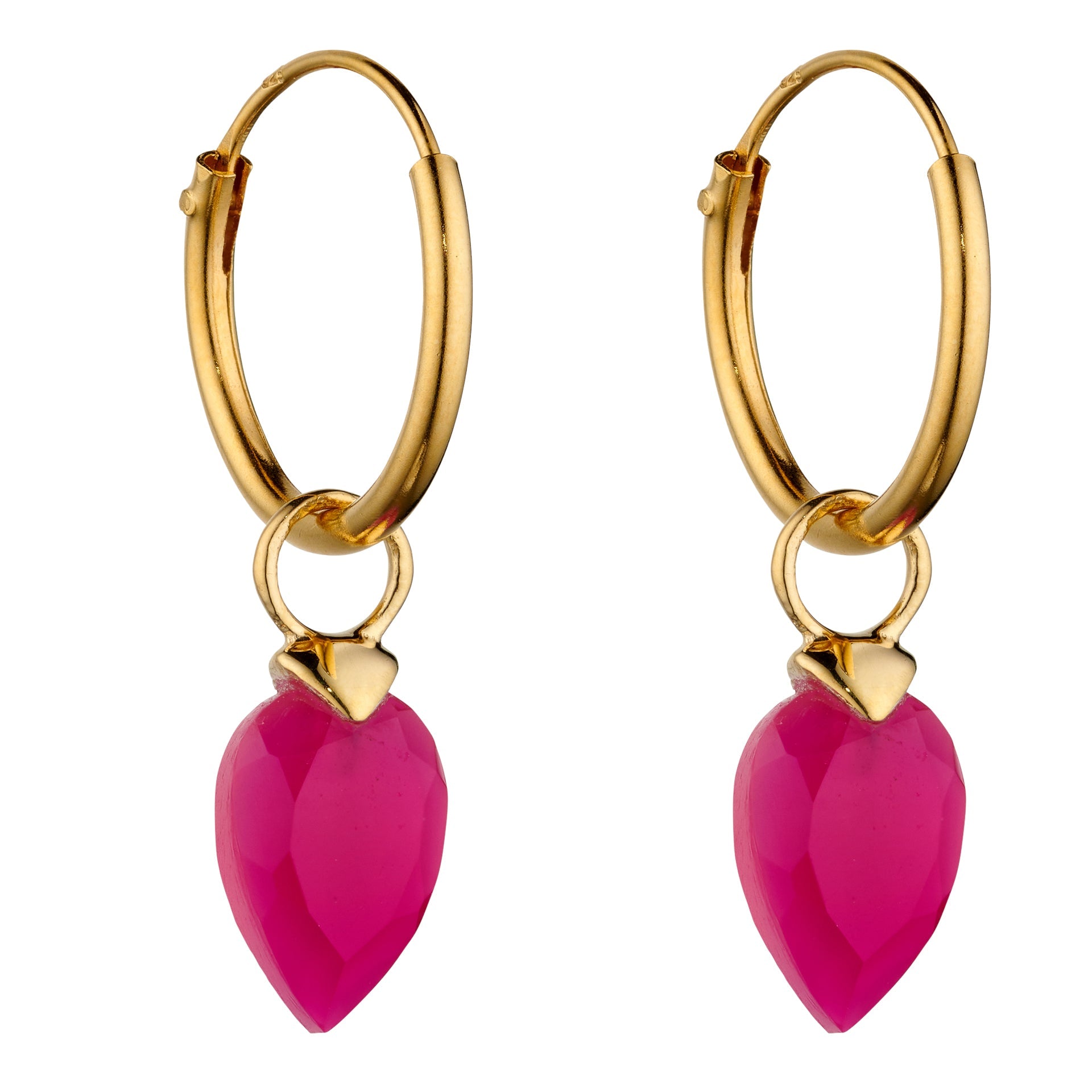 Gecko Jewellery Chalcedony Birthstone Hoop Earring Charms - Gold Plated