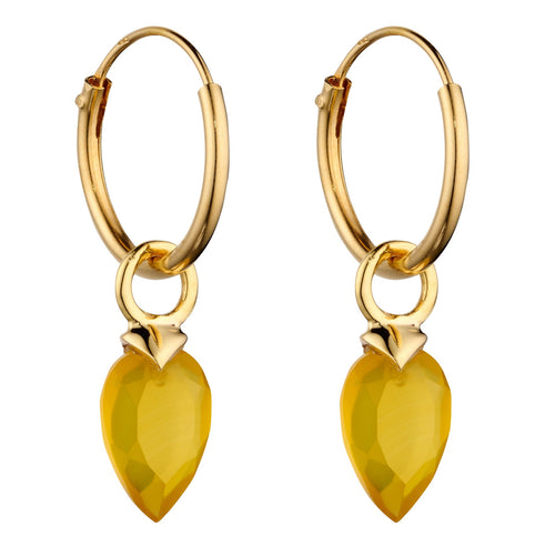 Gecko Jewellery Chalcedony Birthstone Hoop Earring Charms - Gold Plated
