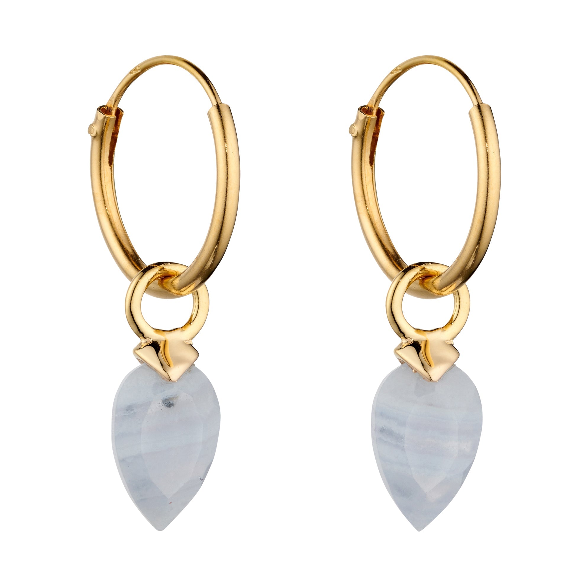 Gecko Jewellery Chalcedony Birthstone Hoop Earring Charms - Gold Plated