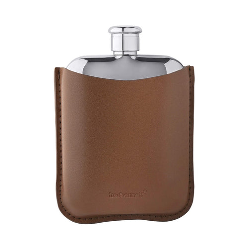 Gecko Jewellery | Engravable Stainless Steel Hip Flask with Leather Sleeve