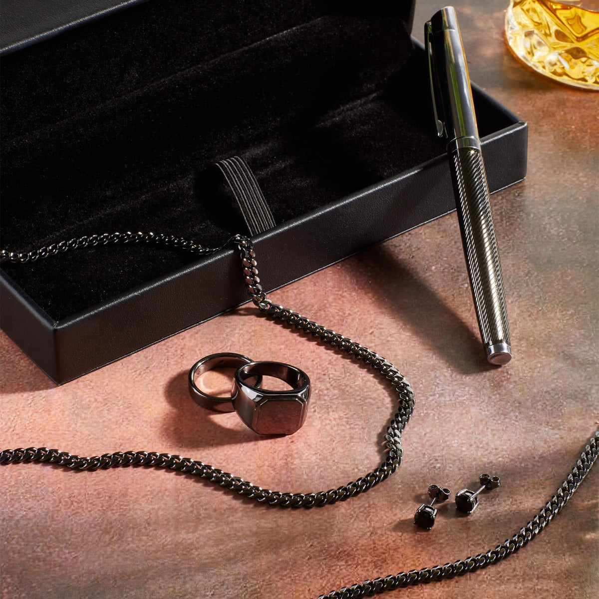 Gecko Jewellery Cuban Link Chain - Gunmetal Recycled Sterling Silver