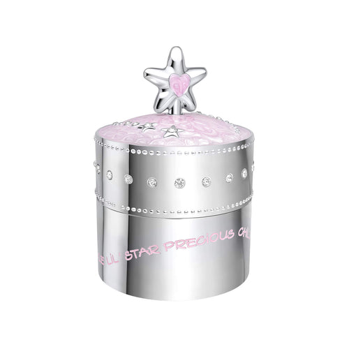 D For Diamond Pink Star Music Trinket Box with Crystal