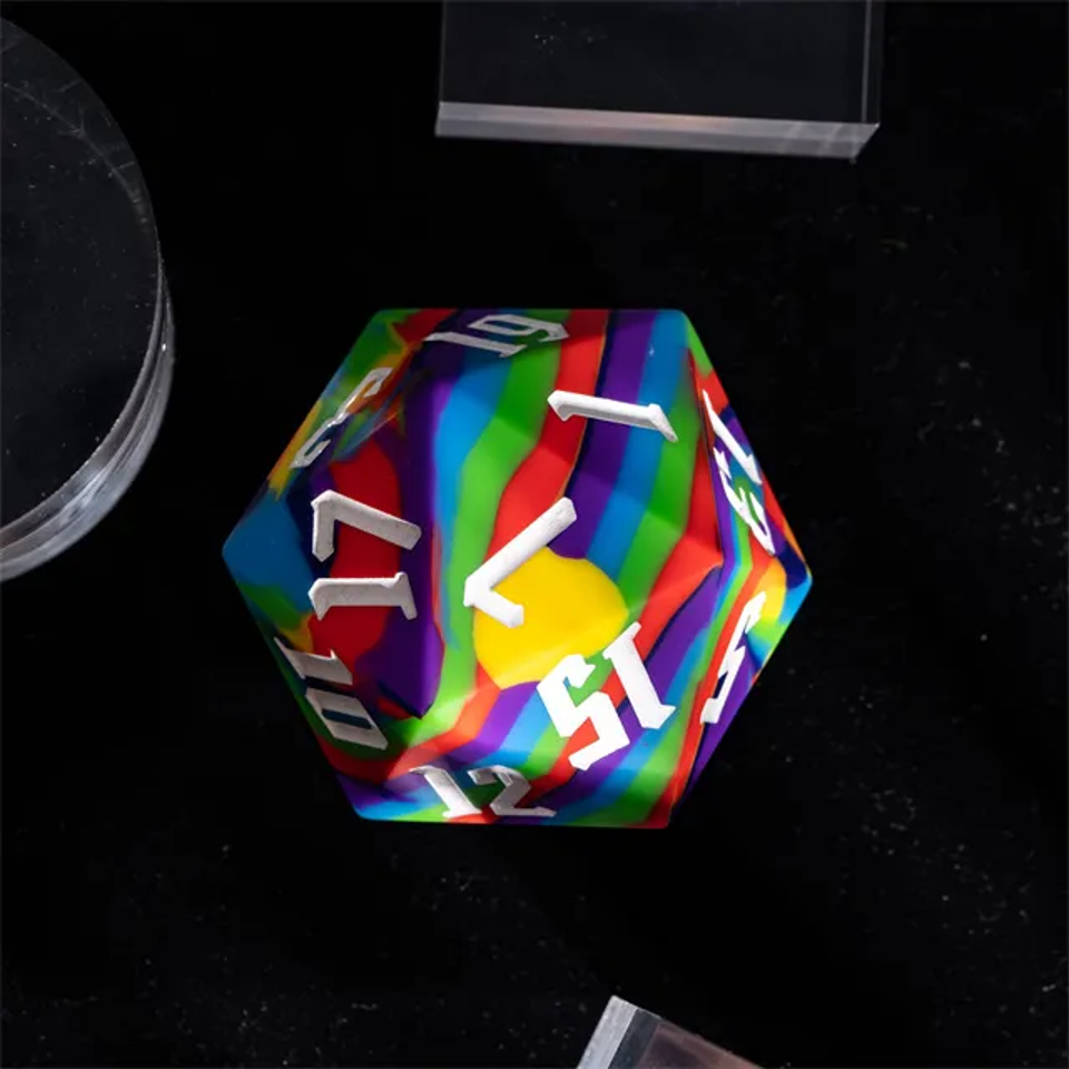Jester's Bounce | Silicone D20 | Single Dice | Rainbow