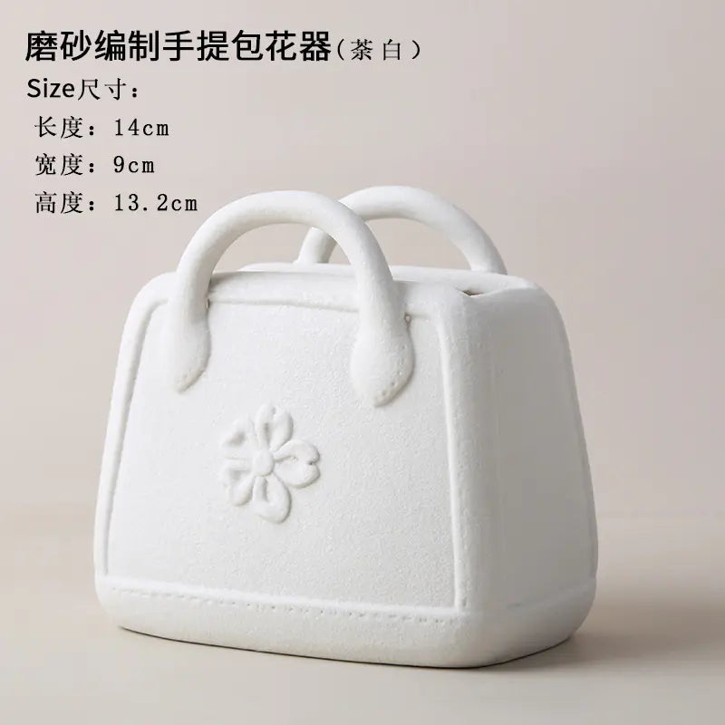 Ceramic Handbag Vase – Modern Morandi Style Tote Flower Pot