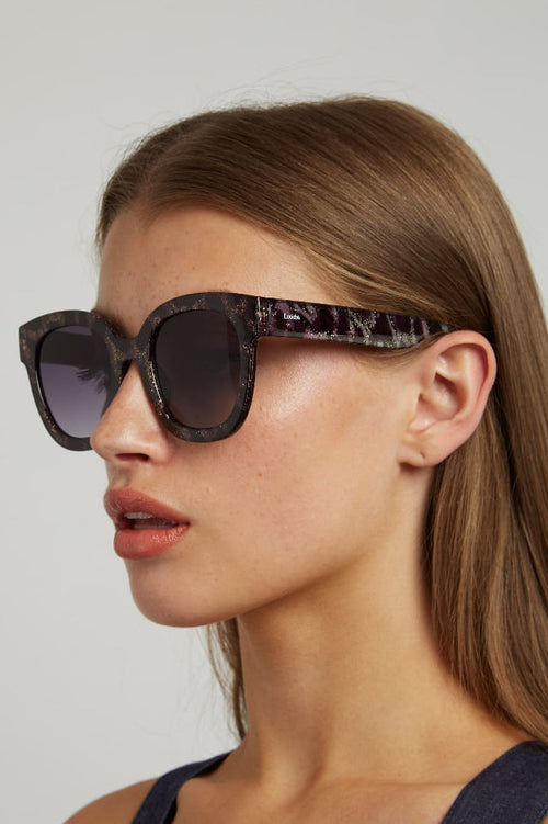Louche Zabi Glitter Tortoise Shell Sunglasses Purple