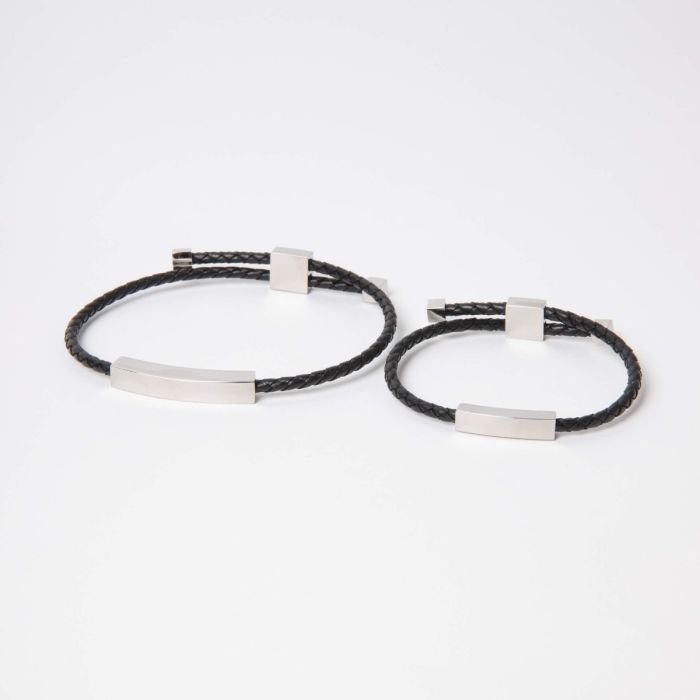 Gecko Jewellery Matching Leather Bracelet Kit – Engravable Black Set