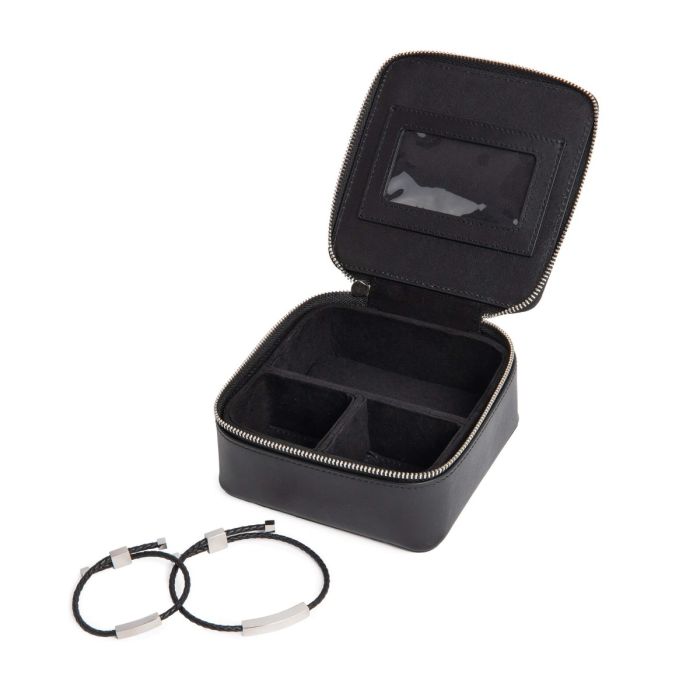 Gecko Jewellery Matching Leather Bracelet Kit – Engravable Black Set