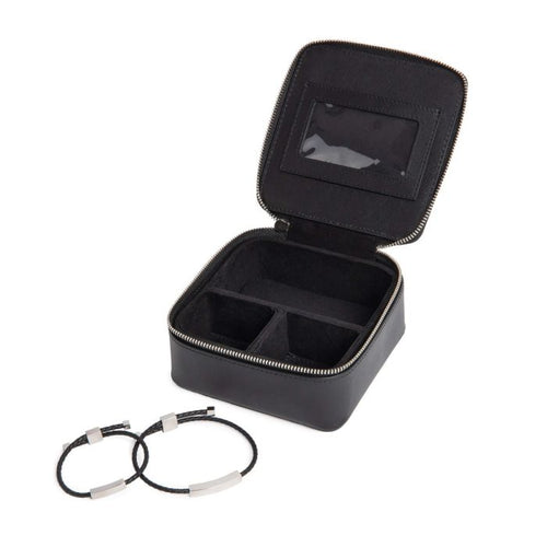Gecko Jewellery Matching Leather Bracelet Kit – Engravable Black Set