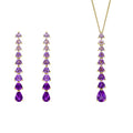Gecko Jewellery 9ct Gold Amethyst Trillion and Pear Jewelry Set