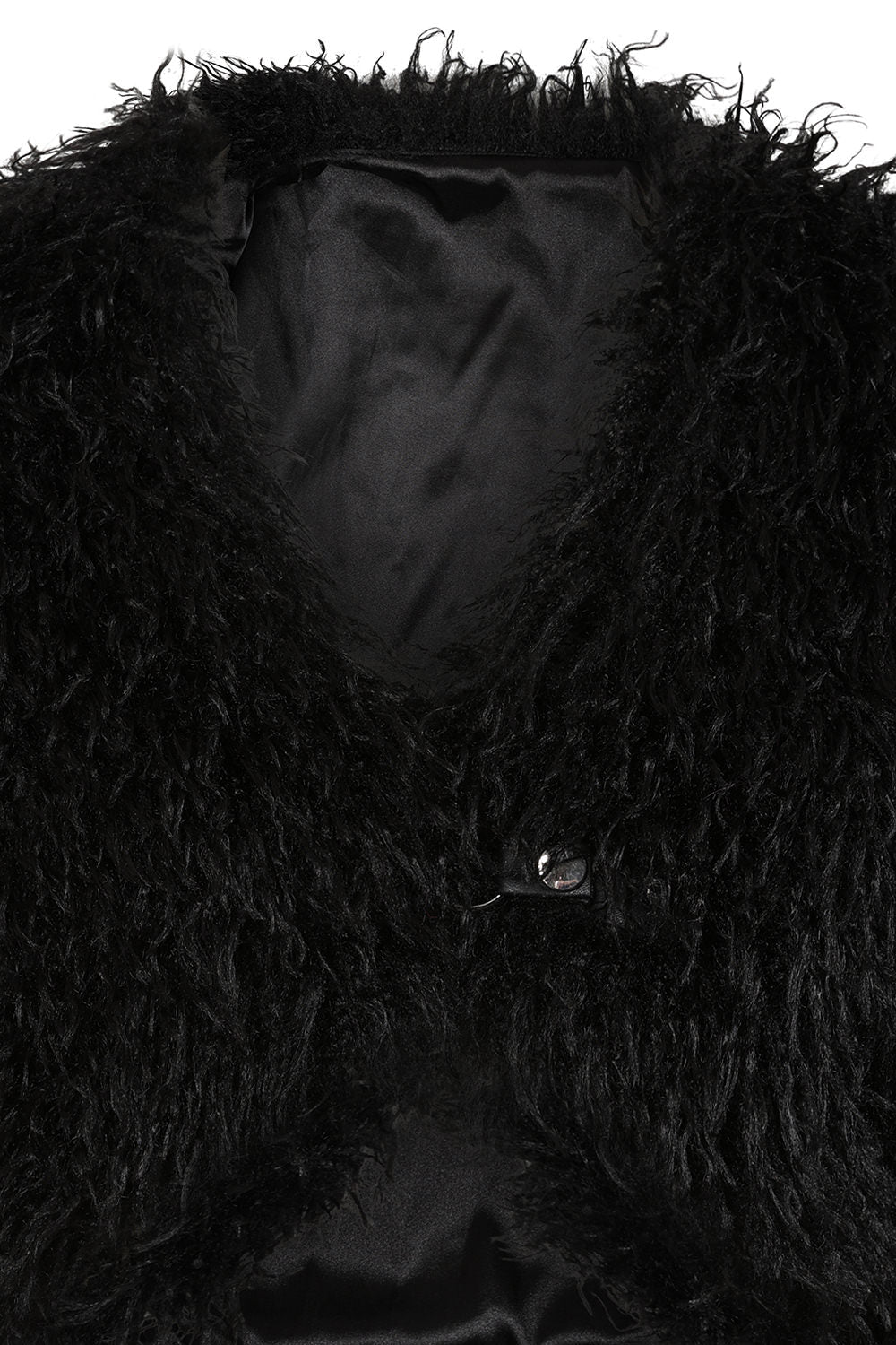 Banned Zafira Black Faux Fur Cropped Jacket – Gothic Shaggy Coat