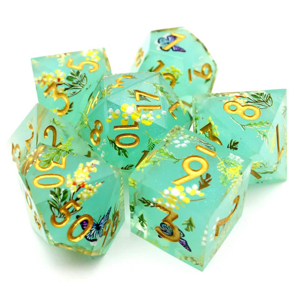Summer Court | Sharp Edge Dice | Resin | 7 Piece Set