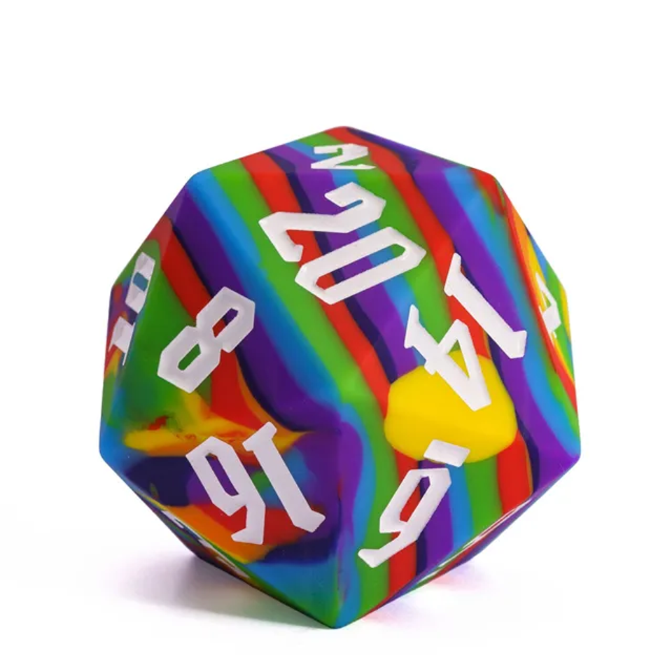 Jester's Bounce | Silicone D20 | Single Dice | Rainbow