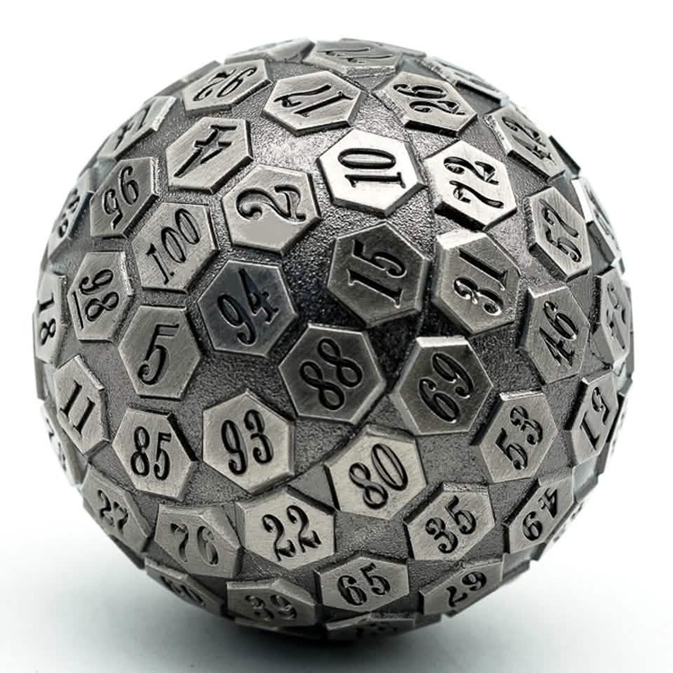 Silver Oracle | Solid Metal Dice | 45MM D100