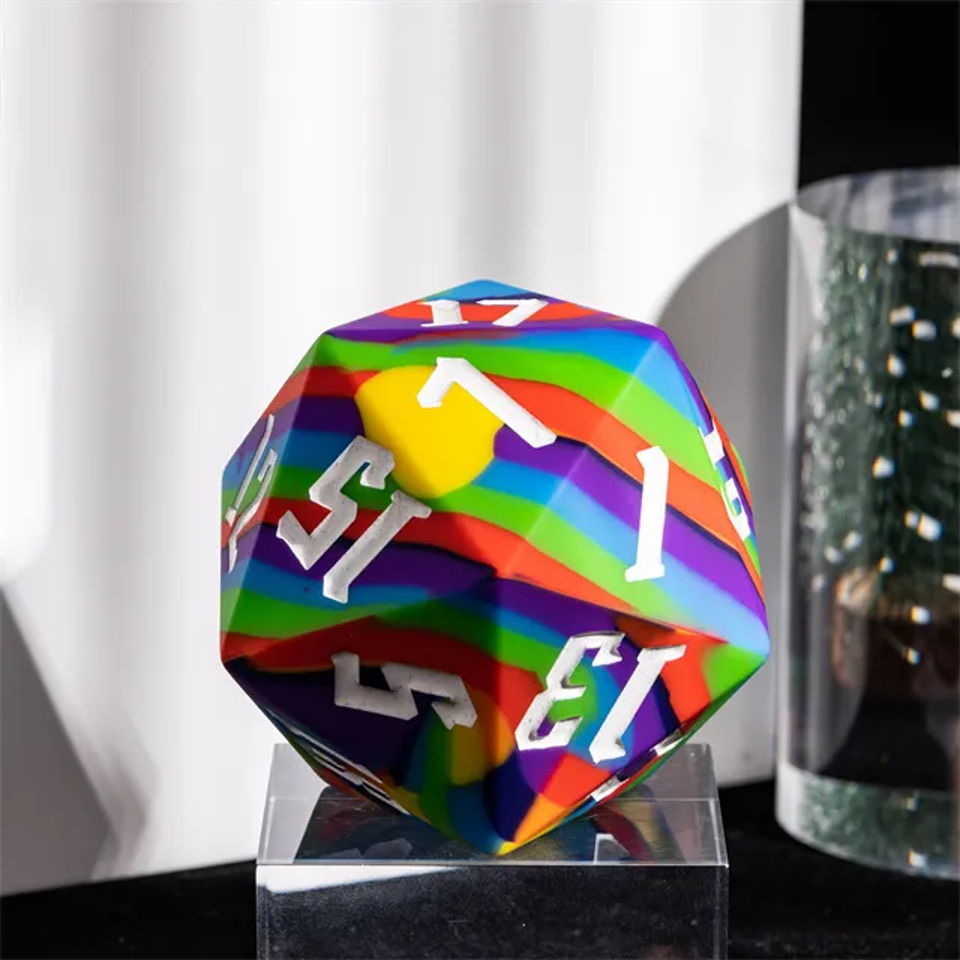 Jester's Bounce | Silicone D20 | Single Dice | Rainbow